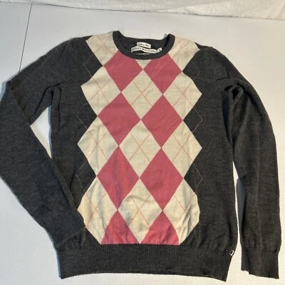 Suéter Tommy Hilfiger Lana Merino Medio Gris Rosa Naranja Rayas Foto 1 de 4