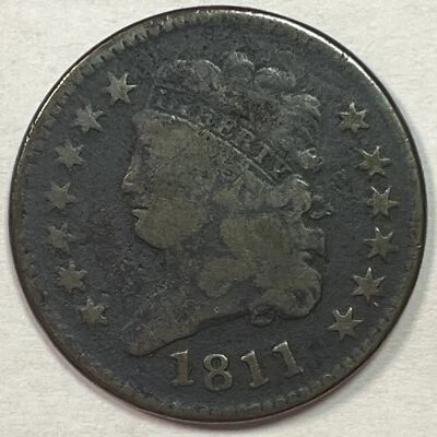 1811 Classic Head Half Cent Fine F Coin, Light Corrosion #15166 - Image 1 of 3