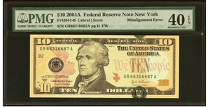 2004 A $10 FRN Error Treasury Seal Misaligned PMG XF 40 EPQ - Picture 1 of 2
