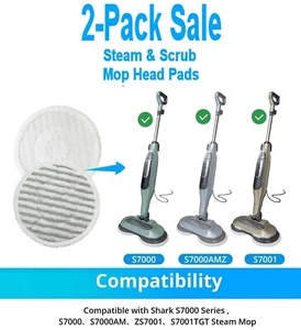 2er Pack Dampf & Scheuermopp Kopf Griff Pads für Shark S7001 S7000AMZ S7000 XKITP7000 - Bild 1 von 7