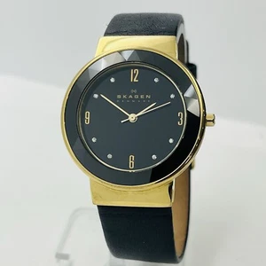 Skagen Leonora Women's Black Dial Ceramic 34mm Gold Steel Watch SKW2222 - Picture 1 of 8