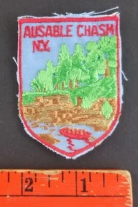 Vintage Ausable Chasm New York Water Trees Boat Shirt Hat Jacket Patch - Picture 1 of 2