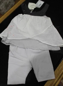 NEW MARESE COTTON WHITE ALISEE DRESS + LEGGINGS SET - SIZE 1 MONTH OLD - Picture 1 of 2