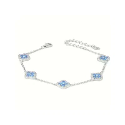 Bracciale Boccadamo argento con Quadrifogli di zirconi azzurri BR627A - Immagine 1 di 2