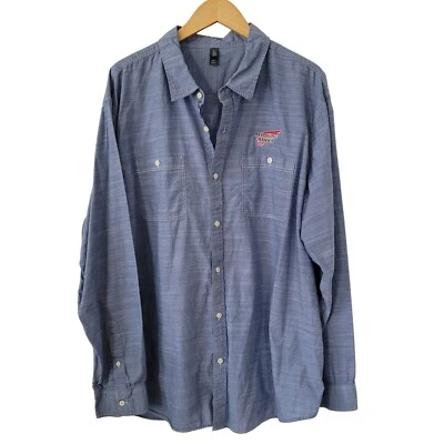 Red Wing 鞋 100% 棉领纽扣衬衫,牛仔风格,男式 3XL — 第 1/4 张图片