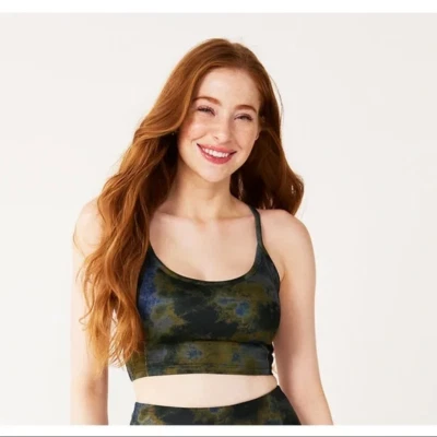 Sutiã novo com etiquetas So Sporty gola redonda verde e marinho júnior tamanho M - Imagem 1 de 2