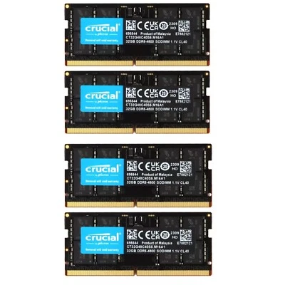 New Crucial 128GB (4X32GB) DDR5 4800MHZ PC5-38400 SODIMM Memory Ram CT32G48C40S5 - Image 1 of 4