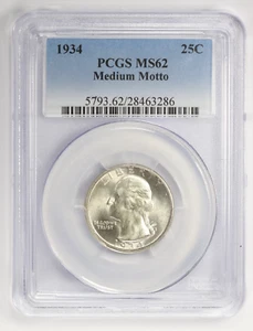 1934 Washington Quarter Medium Motto 25C PCGS MS62 - Picture 1 of 4