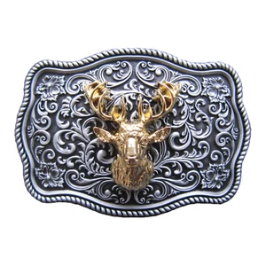 Elegante hebilla con ciervo, cazador, traje, caza, 24 ct. Oro, hebilla de cinturón - Imagen 1 de 4