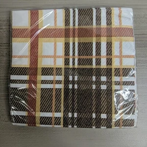 Thanksgiving Plaid 2 Ply Paper Beverage Napkins -  16 Pack - Picture 1 of 2