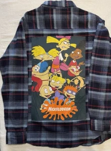 Camicia Nickelodeon anni 90 cartoni animati blu rosso uomo media stampa grafica show tv - Foto 1 di 5