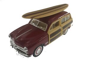 5" Kinsmart 1949 Ford Woody Wagon w/ Surfboard Diecast Model Toy Car 1:40 Red