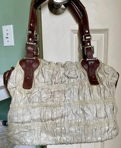 Pauric Sweeney Cream Eel Skin Shirred Bag Leather Handles With Dustbag - Picture 1 of 10