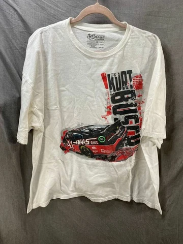 Kurt Busch Nascar Shirt Adult 2XL White Short Sleeve Tee Mens Cover