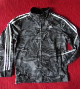 Adidas YOUTH Boys size L Black/Gray Swirl Print Full Zip Athletic Jacket - Picture 1 of 12