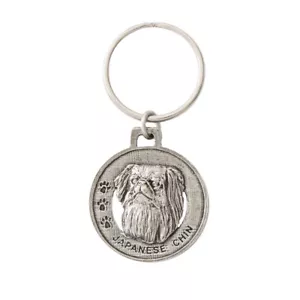 Llavero de peltre japonés barbilla perro Creative Pewter Designs, llavero, D108KC - Imagen 1 de 2