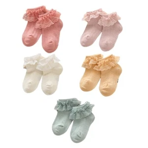 Girls Lace Socks Soft and Comfortable Calf Length Socks for Daily Wear & Parties - Picture 1 of 33