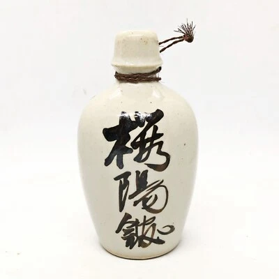 Botella de sake de cerámica japonesa Tokkuri florero de colección gris pintado a mano Kanji Sa7 Foto 1 de 4