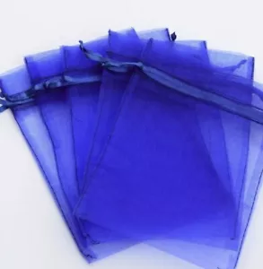 35 Sheer Drawstring Jewelry Pouches Wedding Party Gift Bags Blue 5x7” - Picture 1 of 5