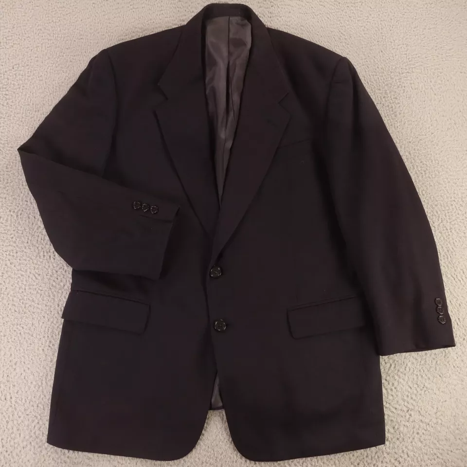 VTG Givenchy Jacket M Blue Self Stripe 100% Wool Hopsack Blazer Made in USA 42R - Image 1 of 4