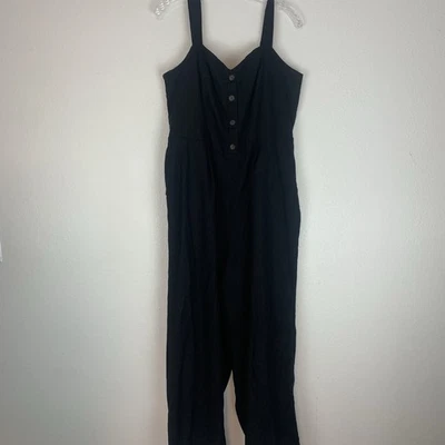 Old Navy Jumpsuit Womens XL Wide Leg Linen Blend Boho Coastal Sleeveless - Image 1 of 4