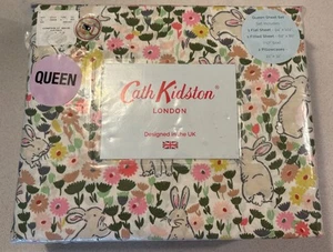 Nuevo Juego de Sábanas Primavera Cath Kidston Bunnies Pastel Talla Queen 100% Algodón Percal - Imagen 1 de 9
