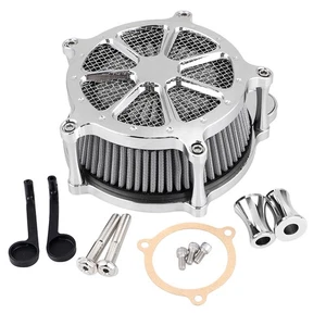 Chrome Air Cleaner Gray Filter Kit For Harley Electra Street Glide Softail FLS - Picture 1 of 14