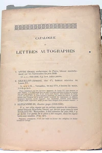 CATALOGUE D'UNE IMPORTANTE COLLECTION D'AUTOGRAPHES.Comprenant l'original - Picture 1 of 5