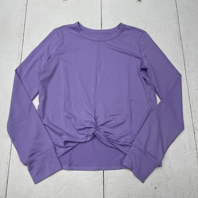 Lands End Verbena Purple Active Twist Front Long Sleeve Top Youth Girls Size L - Image 1 of 4