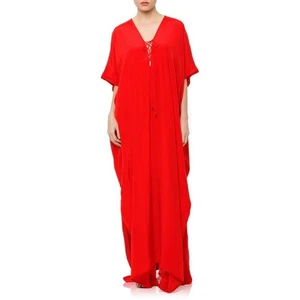 NWT Shahida Parides Cherry Picked 3-Way Style Long Lace Up Kaftan O/S Caftan Red - Picture 1 of 13