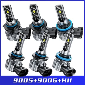 2PCS 9005 9006 H11 LED Headlight Bulbs Kit Hi/Lo Beam 6500K White Super Bright - Picture 1 of 18