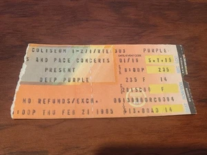 Biglietto concerto Deep Purple 1985 Stub 21 febbraio @ The Coliseum - Foto 1 di 6