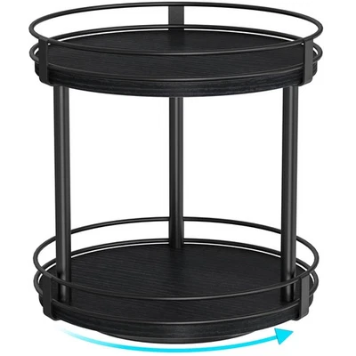 Lazy Susan Spice Rack, 2 Tier Rotating Spice Rack, Wood Lazy Susan Organizer ... - Image 1 of 4