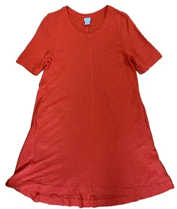 Chicos Damen rot Strick A Linie T-Shirt Kleid Größe 1 M 8-10 Taschen S/S Freizeit - Bild 1 von 11
