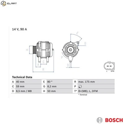 ALTERNATOR 0 986 041 310 FOR SKODA OCTAVIA/II/Combi LAURA ROOMSTER/Praktik  VW - Image 1 of 4