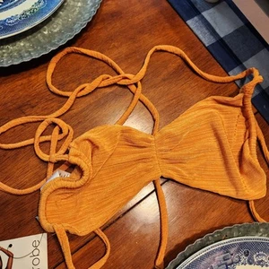 Naked Swim Wardrobe Streetwear Bikini Top Size S ORANGE GAUZE FABRIC - Picture 1 of 3