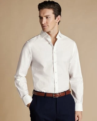 Camisa clásica Charles Tyrwhitt marfil sin sarga de hierro 17 1/2/36 pulgadas nueva con etiquetas Foto 1 de 2