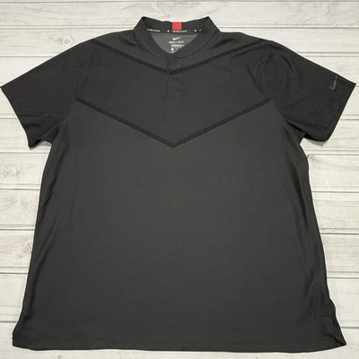 Nike Tiger Woods Blade Polo Shirt Mens 2XL Black Band Neck Dri-Fit CT3797-070 - Image 1 of 4