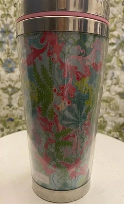 Lilly Pulitzer Insulated 24oz Tumbler W/ Lid, Coral Print In Blue, Pink, And... - Image 1 of 4