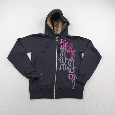 Fox Racing Hoodie Womens Medium Black Sherpa Lined Motocross Zip Sweatshirt Y2K - Image 1 of 4