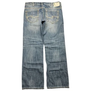 Silver Gordie Jeans Mens Tag 38x34 Medium Blue Wash (40x34) Straight Leg Denim - Picture 1 of 13