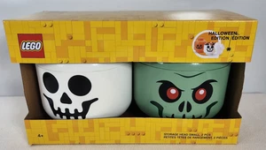 LEGO Halloween Edition Grüner Ghul & Skelett Aufbewahrungsköpfe klein 2er Pack NEU - Bild 1 von 4