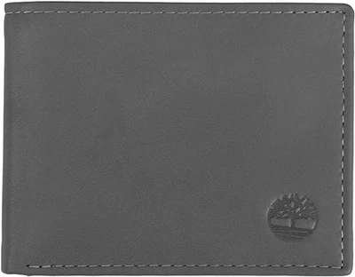 Carteira de couro masculina Timberland com bolso flip anexado - cinza carvão - Imagem 1 de 4