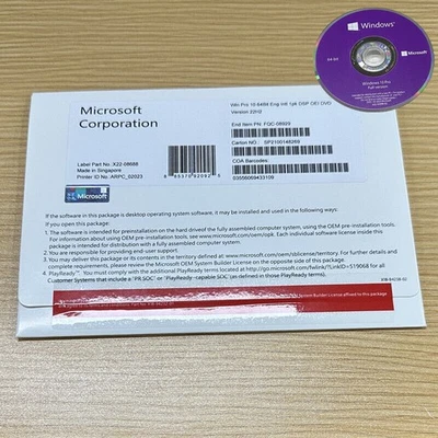 Neu Versie Für Windows 10 Win Pro 10 64Bit Eng Intl 1pk DSP OEI DVD Version 22H2 - Bild 1 von 4