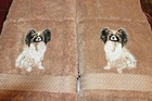 Papillon Dog Breed Bathroom SET OF 2 HAND TOWELS EMBROIDERED