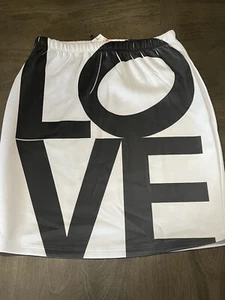 NEW Boutique Topia Womens Black White LOVE Pencil Midi Stylish Skirt Size Small - Picture 1 of 8