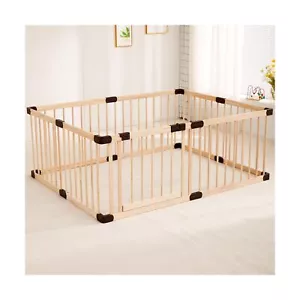 Baby Playpen Fence Yards Area with Door Wooden,Playpen Play Pens for Babies a... - Picture 1 of 8