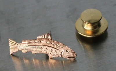 Pin de corbata/solapa de pescado salmón oro rosa macizo de 10 k ~ Landstroms Foto 1 de 4