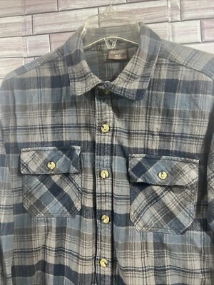 Camisa de franela Great Northwest para hombre 1XLT gris azul a cuadros algodón abotonada Foto 1 de 4