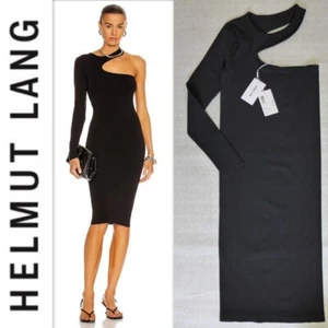 NWT HELMUT LANG (Portugal) One Shoulder Seamless CutOut Jersey Bodycon Dress M/L - Picture 1 of 21